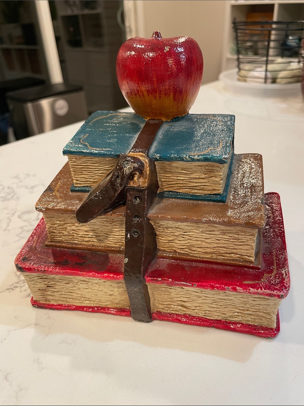 VINTAGE CAST IRON BOOK STACK BOOKEND OR DOOR STOP